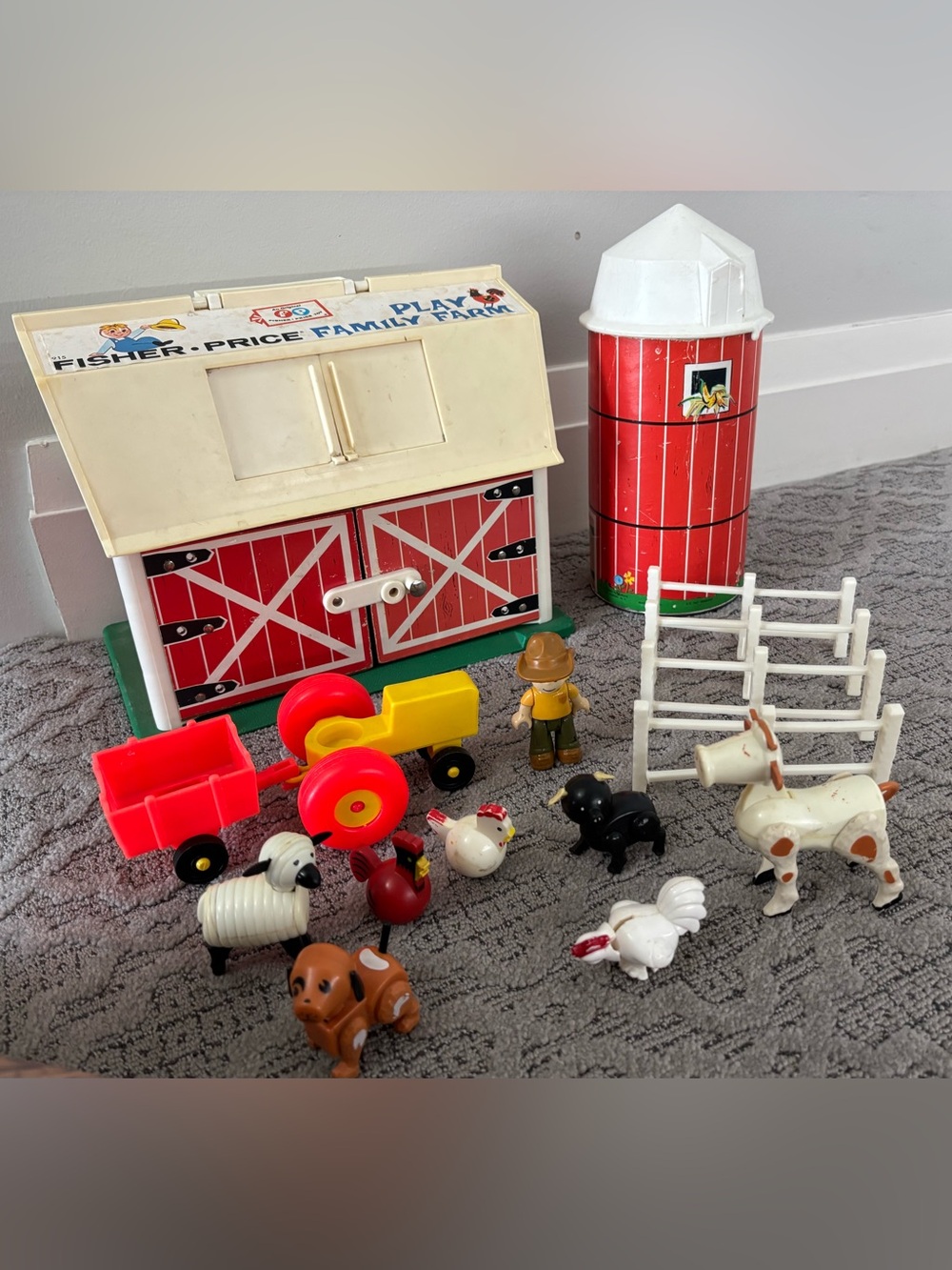 Fisher-Price Red & White Family Farm Playset with Vehicles and Animals